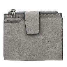 Tasca portamonete per portafoglio con cerniera in pelle corta moda vintage da donna (grigio)