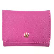 Portafogli donna corto mini portamonete portamonete in pelle decorata con corona (viola scuro)