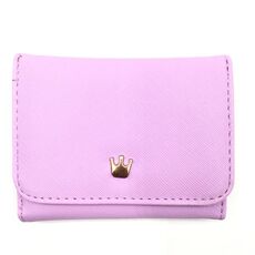 Portafogli donna corto mini portamonete portamonete in pelle decorata con corona (viola)