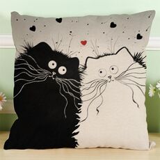MUQGEW Cuscino per divano carino vintage bianco e nero per cani e gatti (3)