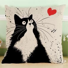 MUQGEW Cuscino per divano carino vintage bianco e nero per cani e gatti (4)