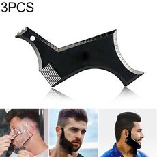 3 PCS Modello per lo styling della barba Stencil Pettine per uomo Strumento per modellare la barba All-In-One (nero)