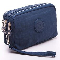 Corto con cerniera a tre strati per borsa per cellulare da donna (blu scuro)