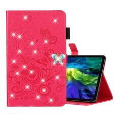 Per iPad Pro 11 (2020) Diamond EnCrusted Farfalle Pattern Growding Pattern Caso compressa in pelle flip orizzontale con supporto e slot per schede (rosso)