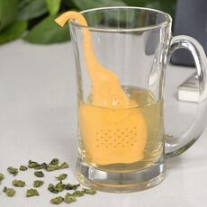 Tè Infusore Teiera Filtro Elefante Silicone Foglie di Tè Colino (GIALLO)