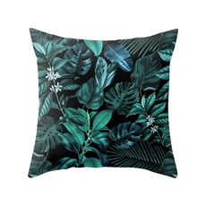 Piante tropicali Federa in poliestere Federe decorative Foglie verdi Copricuscino quadrato 45 cm x 45 cm (28)