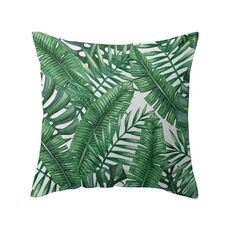 Piante tropicali Federa in poliestere Federe decorative Foglie verdi Copricuscino quadrato 45 cm x 45 cm (33)
