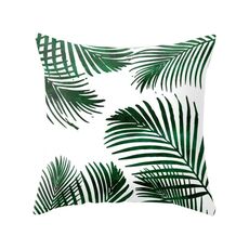 Piante tropicali Federa in poliestere Federe decorative Foglie verdi Fodera per cuscino da tiro Quadrato 45 cm x 45 cm (34)