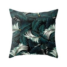 Piante tropicali Federa da cuscino in poliestere Federe decorative Foglie verdi Copricuscino da tiro Quadrato 45 cm x 45 cm (36)