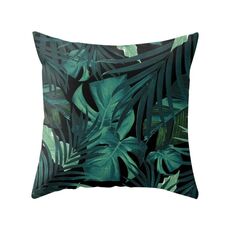 Piante tropicali Federa da cuscino in poliestere Federe decorative Foglie verdi Copricuscino da tiro Quadrato 45 cm x 45 cm (37)