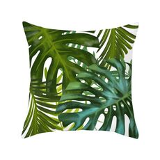 Piante tropicali Federa in poliestere Federe decorative Foglie verdi Copricuscino da tiro Quadrato 45 cm x 45 cm (3)