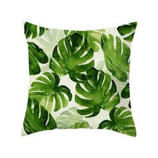 Piante tropicali Federa in poliestere Federe decorative Foglie verdi Copricuscino quadrato 45 cm x 45 cm (5)