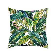 Piante tropicali Federa in poliestere Federe decorative Foglie verdi Copricuscino quadrato 45 cm x 45 cm (7)