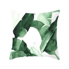 Piante tropicali Federa in poliestere Federe decorative Foglie verdi Copricuscino quadrato 45 cm x 45 cm (9)