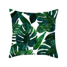Piante tropicali Federa in poliestere Federe decorative Foglie verdi Copricuscino quadrato 45 cm x 45 cm (12)