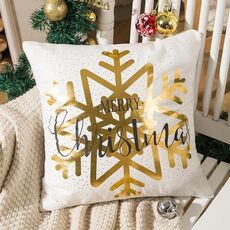 Fodera per cuscino Merry Christmas Stampa con lamina d'oro Fodera per cuscino Divano Vita Fodera per cuscino Fodera per cuscino Coffee Shop Decorativo 43 cm x 43 cm