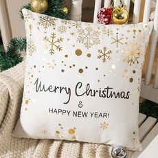 Fodera per cuscino Buon Natale Fodera per cuscino con stampa in lamina d'oro Fodera per cuscino per divano in vita Decorazione per caffetteria 43 cm x 43 cm (14)