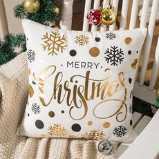 Fodera per cuscino Buon Natale Fodera per cuscino con stampa in lamina d'oro Fodera per cuscino per divano in vita Fodera per cuscino Coffee Shop Decorativo 43 cm x 43 cm (15)