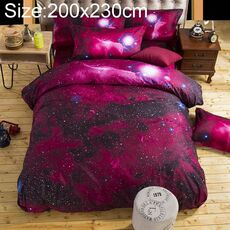 Set di biancheria da letto Copripiumino 3D Galaxy a tema spazio esterno, dimensioni: 200x230 (4 pezzi) (xk001)