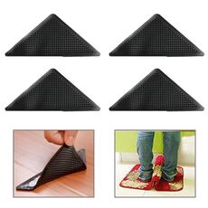 4 pezzi / set tappetino riciclabile antiscivolo lavabile tappeto per bagno domestico soggiorno (nero)