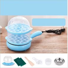 Mini padella antiaderente multifunzione Boiler Steamer Cooker Eggpot in camicia (pacchetto blu a due piani)