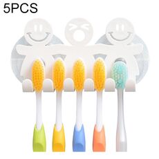 5 pezzi simpatico portaspazzolino appeso a ventosa smiley portaspazzolino in plastica per piccole persone