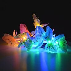 Fata in fibra ottica a farfalla alimentata a energia solare, luci natalizie da giardino all'aperto, impermeabili, dimensioni: 4 m 12 LED