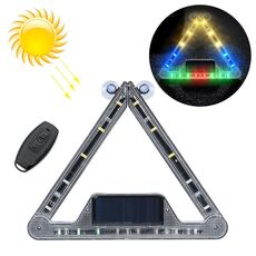 Luce triangolare per auto Segnale di avvertimento Luce stroboscopica di emergenza a carica solare (luce colorata)