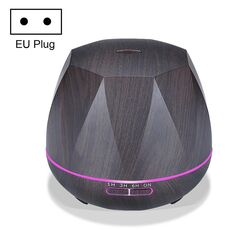Macchina per aromaterapia umidificatore ad ultrasuoni con telecomando a grana di legno diamantata Spruzzatore automatico di alcol con luci a LED, capacità: 400 ml, spina europea (colore legno scuro)
