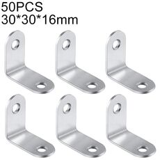 Staffa angolare a 90 gradi in acciaio inossidabile da 50 pezzi, staffa angolare per fissaggio a staffa per mobili Schermi per mobili da parete (30 mm)