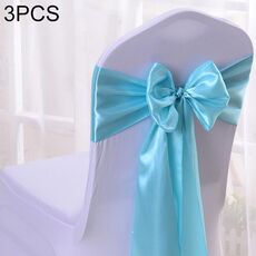 3 pezzi di sedia in tessuto satinato bows Sedie da sposa Sedie nozze Decorazione (blu)