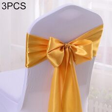 3 pezzi sedia in tessuto satinato fiocchi sedie da sposa decorazione nodo (oro)
