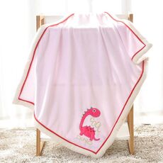 Neonato Cartoon Soild Addensare Doppio strato di pile di corallo Morbida coperta per neonato, Dimensioni: 75x100cm (Drago rosa)