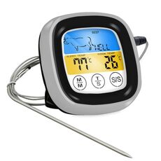 Termometro per barbecue da campo touch con display digitale per alimenti da cucina 2 pezzi nero con cornice argento