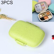Scatola portapillole portatile mini cannuccia a doppio strato a 8 griglie 3 pezzi (verde grano)