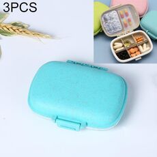 Scatola portapillole portatile mini paglia a doppio strato 3 pezzi 8 griglie (blu grano)