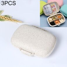 Scatola portapillole portatile mini cannuccia a doppio strato a 8 griglie 3 pezzi (grano beige)