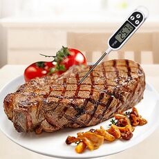 Termometro digitale elettronico da cucina plug-in in acciaio inossidabile con conteggio della temperatura degli alimenti TP300