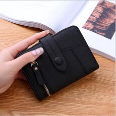Portafoglio da donna a due pieghe Portafoglio multifunzione Pochette piccolo Portafoglio (nero)