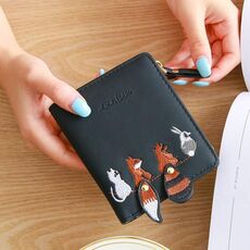 Portafoglio corto femminile Studente versione coreana del carino dolce che piega il mini personalità marea Coin Purse