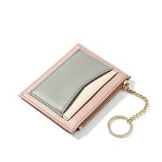 3 PCS Fashion Stitching Multi-card Card con cerniera Mini portafoglio multifunzione (rosa)