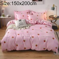 Federa per copripiumino in quattro pezzi con letto in cotone semplice, dimensioni: 150x200 cm (Strawberry Sweetheart)