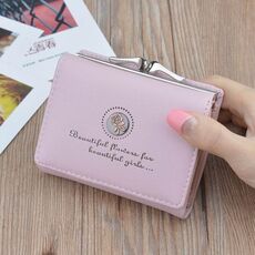 Portamonete pieghevole semplice mini fiori vintage corto donna (rosa)