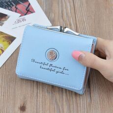 Portamonete pieghevole semplice mini fiori vintage corto da donna (blu)