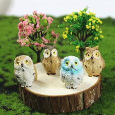 4 pc / insieme Mini Simulazione Gufo giardinaggio decorativo Animal Ornamenti