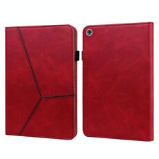 Per Huawei MediaPad M5 Lite 10.1 Custodia in pelle a righe in rilievo in rilievo (rosso)