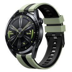 Per Huawei Watch GT 3 / GT 3 Pro cinturino verticale in silicone bicolore (verde menta + nero)