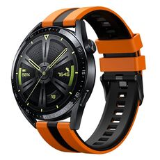 Per Huawei Watch GT 3 / GT 3 Pro cinturino verticale in silicone bicolore (arancione + nero)