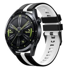 Per Huawei Watch GT 3 / GT 3 Pro cinturino verticale in silicone bicolore (nero + bianco)