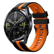 Per Huawei Watch GT 3 / GT 3 Pro cinturino verticale in silicone bicolore (nero + arancione)